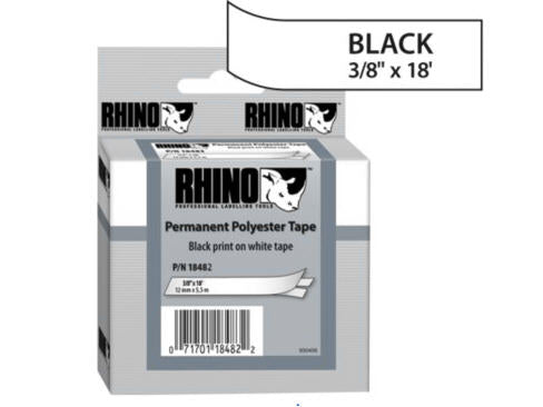 RHINO 3/8 WHITE PERMANENT POLY LABELS