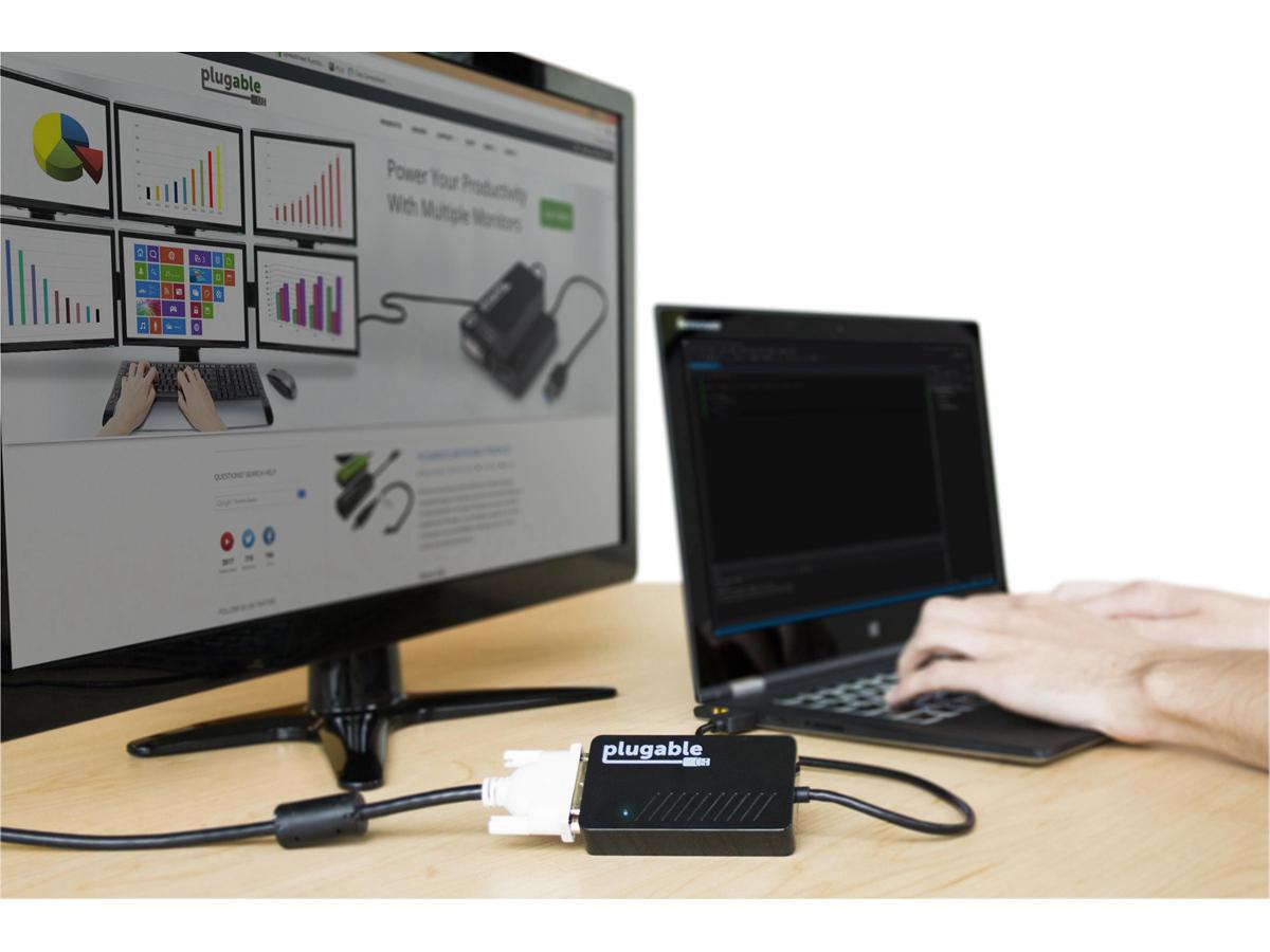 Plugable USB 3.0 to DVI/VGA/HDMI Video Graphics Adapter for Multiple Monitors up to 2048x1152 Supports Windows 11, 10, 8.1, 7, XP