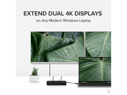 Plugable 4K DisplayPort and HDMI Dual Monitor Adapter for USB 3.0 and USB-C, Compatible with Windows and Mac - TAA
