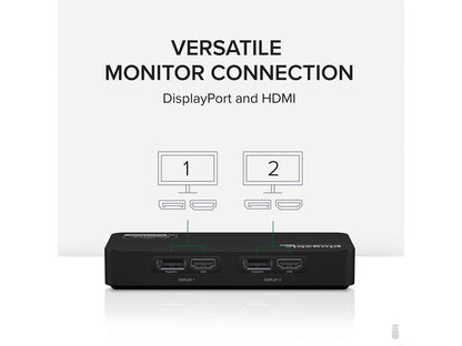 Plugable 4K DisplayPort and HDMI Dual Monitor Adapter for USB 3.0 and USB-C, Compatible with Windows and Mac - TAA