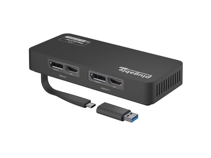 Plugable 4K DisplayPort and HDMI Dual Monitor Adapter for USB 3.0 and USB-C, Compatible with Windows and Mac - TAA