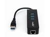 Premium 3 Port Portable USB 3.0 Hub with Gigabit Ethernet 10/100/1000 - Built-In Cable - USB - 3 USB Port(s) - 1 Network (RJ-45) Port(s) Black