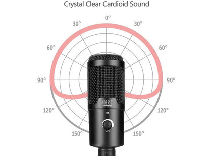 USB Unidirectional Microphone with Stand