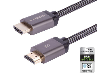 MONOPRICE 8K CERTIFIED BRAIDED ULTRA HIGH SPEED HDMI CABLE - HDMI 2.1_ 8K@60HZ_ 48GBPS_ CL2 IN-WALL RATED_ 26AWG_ 15FT_ BLACK