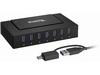 Plugable 7-in-1 USB Charging Hub with Data Transfer for Laptops with USB-C or USB 3.0 - Multiport Charging and USB Data Transfer - 60W Power Adapter