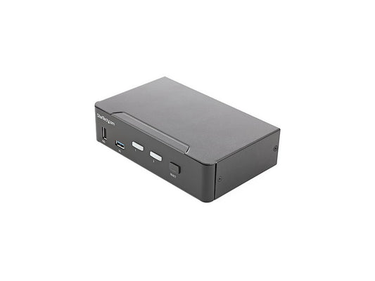 StarTech.com 2 Port HDMI KVM Switch, Single Monitor 4K 60Hz Ultra HD HDR, Desktop HDMI 2.0 KVM Switch with 2 Port USB 3.0 Hub (5Gbps) & 4x USB 2.0 HID Ports, Audio, Hotkey Switching, TAA - KVM with Fast Switching - KVM / audio switch - 2 ports