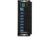 StarTech.com 7 Port USB Hub with Power Adapter, Surge Protection, Metal Industrial USB 3.0 Data Transfer Hub, Din Rail, Wall or Desk Mountable, High Speed USB 3.1/USB 3.2 Gen 1 5Gbps Hub - Windows/macOS/Linux (HB30A7AME) - hub - 7 ports - TAA Compliant