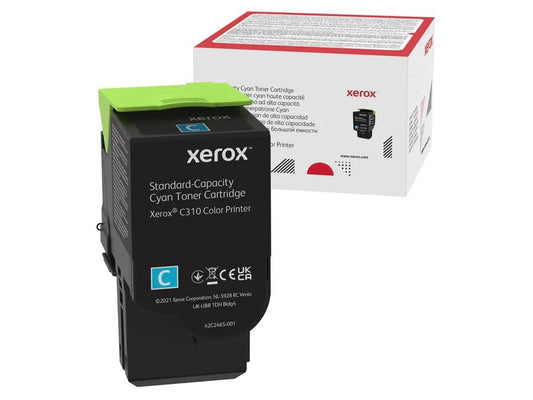 GENUINE XEROX CYAN STANDARD CAPACITY TONER CARTRIDGE, XEROX C310 COLOR PRINTER, (USE & RETURN)