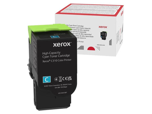 GENUINE XEROX CYAN HIGH CAPACTIY TONER CARTRIDGE, XEROX C310 COLOR PRINTER, (USE & RETURN)