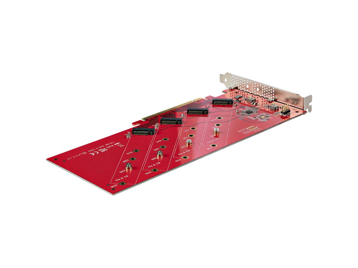 StarTech.com Quad M.2 PCIe Adapter Card, x16 Quad NVMe or AHCI M.2 SSD to PCI Express 4.0, Up to 7.8GBps/Drive, For 2242/2260/2280/22110mm PCIe M-Key M2 SSDs, Bifurcation Required - PC/Linux Compatible (QUAD-M2-PCIE-CARD-B)