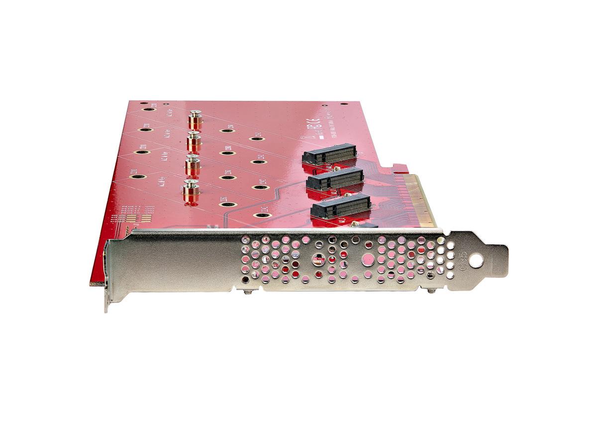 StarTech.com Quad M.2 PCIe Adapter Card, x16 Quad NVMe or AHCI M.2 SSD to PCI Express 4.0, Up to 7.8GBps/Drive, For 2242/2260/2280/22110mm PCIe M-Key M2 SSDs, Bifurcation Required - PC/Linux Compatible (QUAD-M2-PCIE-CARD-B)