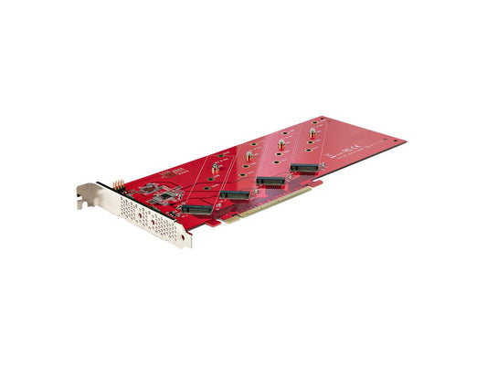 StarTech.com Quad M.2 PCIe Adapter Card, x16 Quad NVMe or AHCI M.2 SSD to PCI Express 4.0, Up to 7.8GBps/Drive, For 2242/2260/2280/22110mm PCIe M-Key M2 SSDs, Bifurcation Required - PC/Linux Compatible (QUAD-M2-PCIE-CARD-B)