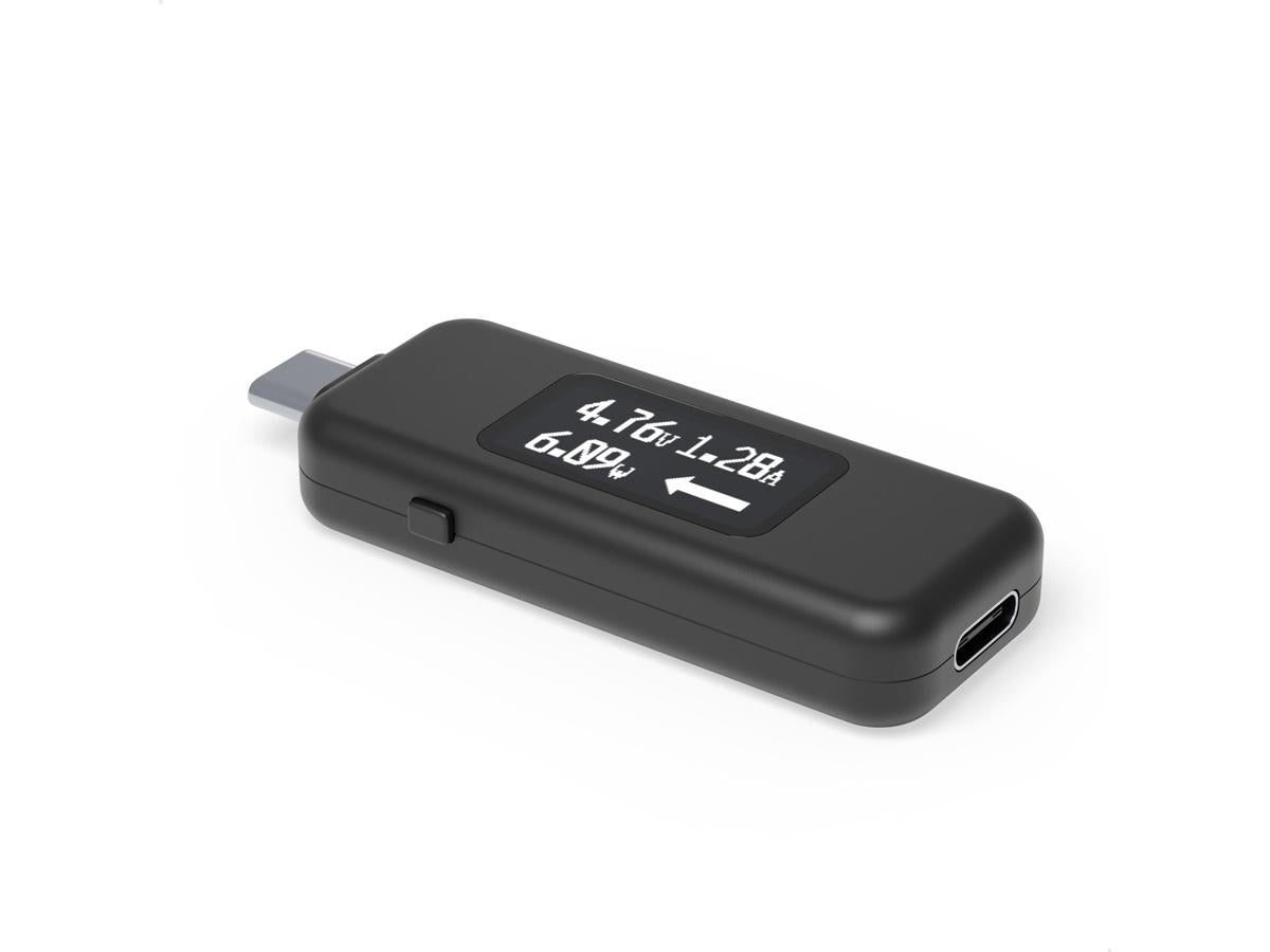 Plugable USB C Power Meter Tester for Monitoring USB-C Connections up to 240W Digital Multimeter Tester for USB-C Cables, Laptops, Phones, Chargers -