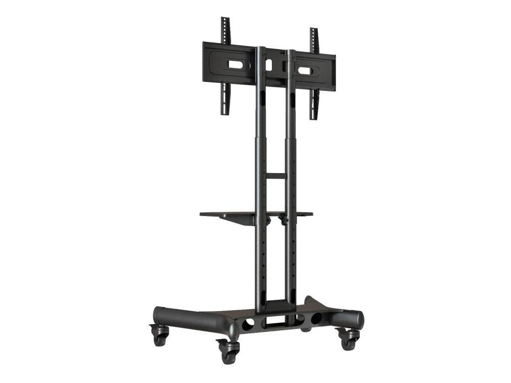 Atdec medium range TV/AV cart, supports displays 32 to 65", supports displays up to 99lbs, eight height settings, internal cable management, black