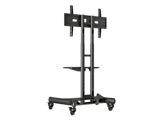 Atdec medium range TV/AV cart, supports displays 32 to 65", supports displays up to 99lbs, eight height settings, internal cable management, black