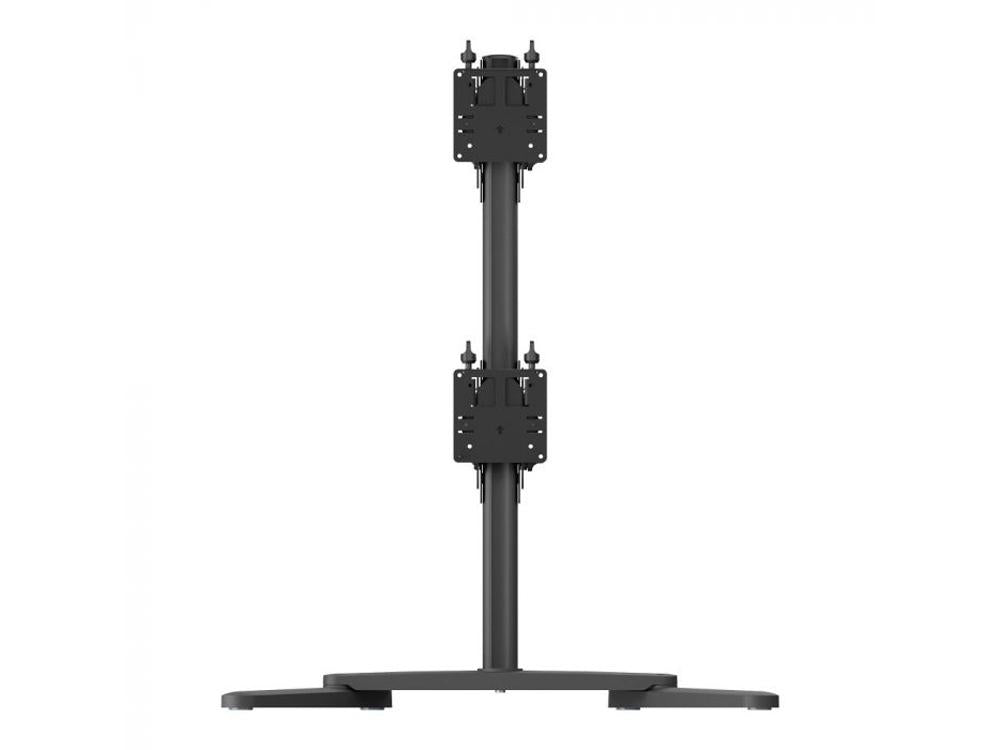 Atdec freestanding heavy duty dual vertical monitor desk mount, monitors sized 24"-55", flat displays to 55lbs, curved displays to 40 lbs. black