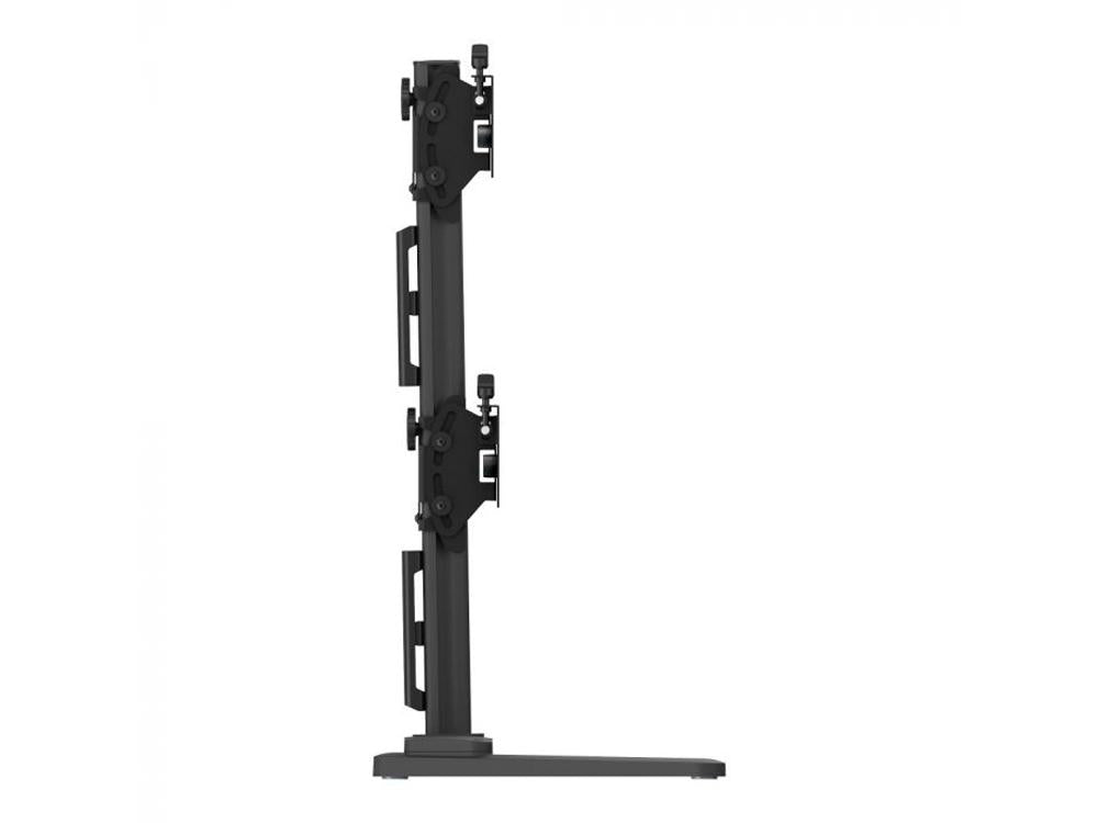 Atdec freestanding heavy duty dual vertical monitor desk mount, monitors sized 24"-55", flat displays to 55lbs, curved displays to 40 lbs. black