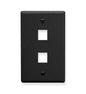 FACEPLATE, FLAT, 1-GANG, 2-PORT, BLACK