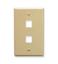 FACEPLATE, FLAT, 1-GANG, 2-PORT, IVORY