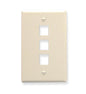 FACEPLATE, FLAT, 1-GANG, 3-PORT, ALMOND