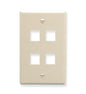 FACEPLATE, FLAT, 1-GANG, 4-PORT, ALMOND