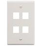 FACEPLATE, FLAT, 1-GANG, 4-PORT, WHITE