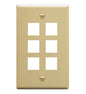 FACEPLATE, FLAT, 1-GANG, 6-PORT, IVORY