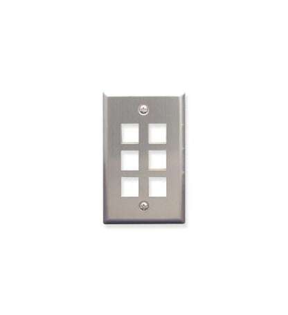 FACEPLATE, STAINLESS STEEL,1-GANG,6-PORT