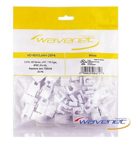 CAT6 JACK SDJ SERIES WHITE 25 PACK