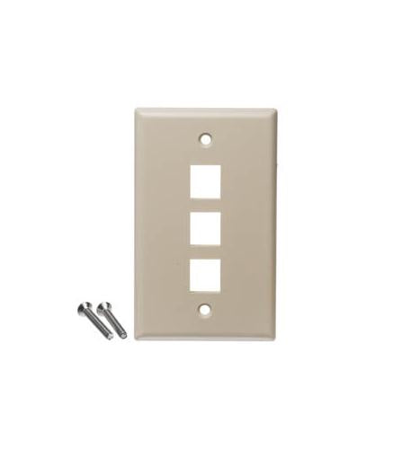 FACEPLATE, FLAT,1-GANG,3-PORT, 25PK, IV