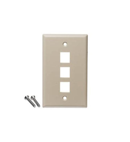 FACEPLATE, FLAT,1-GANG,3-PORT, 25PK, IV