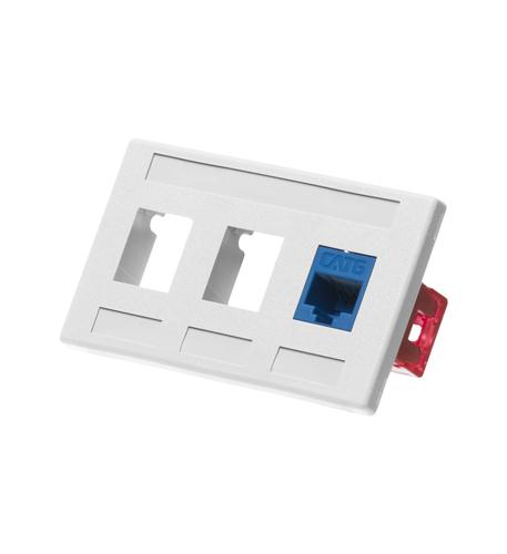 FACEPLATE, FURNITURE, 3-PORT, WHITE
