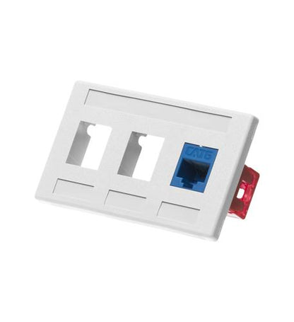 FACEPLATE, FURNITURE, 3-PORT, WHITE