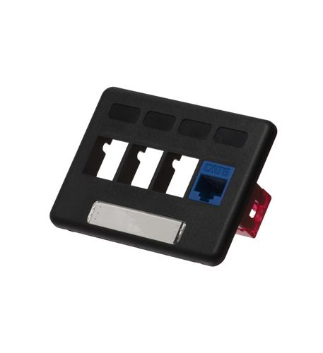 FACEPLATE, FURNITURE, NEMA, 4-PORT BLACK