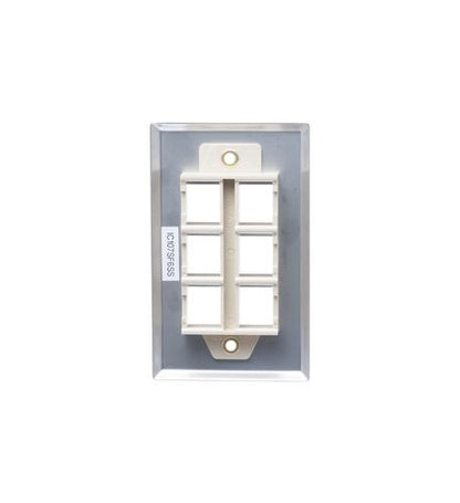 FACEPLATE, STAINLESS STEEL,1-GANG,6-PORT