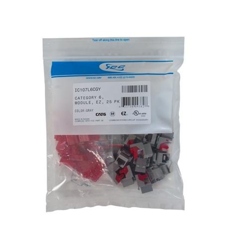 MODULE, CAT 6, EZ, 25 PK, GRAY