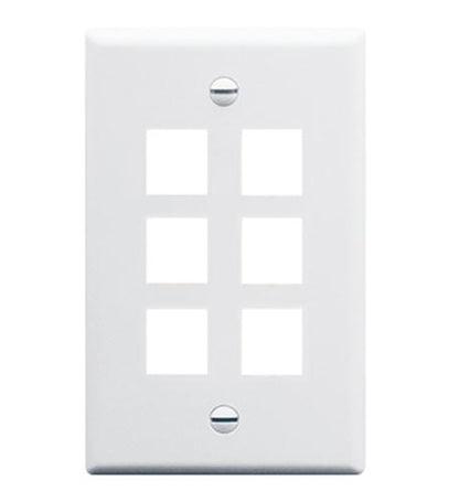 FACEPLATE, OVERSIZED, 6-PORT, WHITE