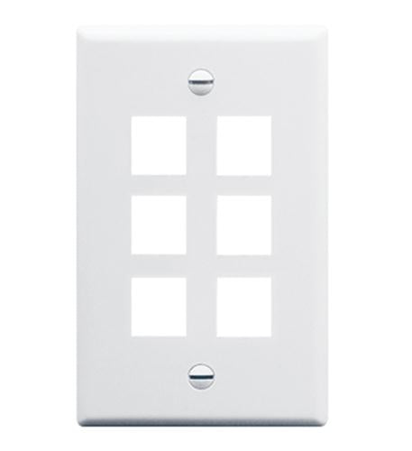 FACEPLATE, OVERSIZED, 6-PORT, WHITE