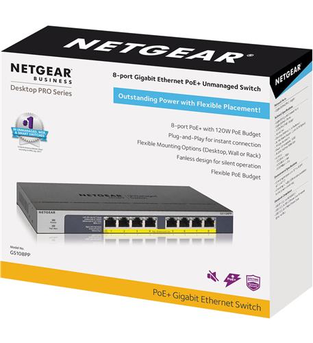 8-Port PoE/PoEplus Gb Ethernet UnMngd