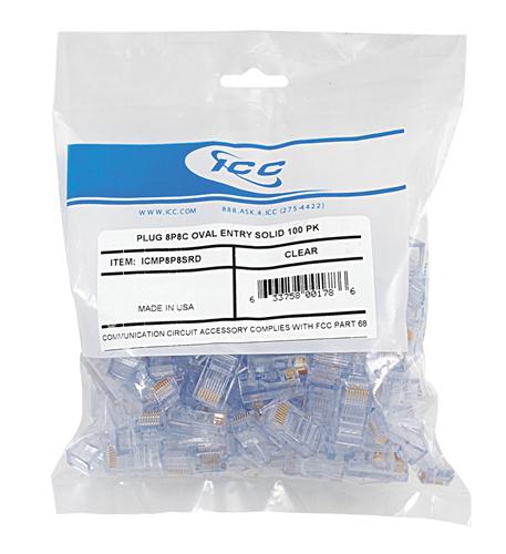 PLUG, 8P8C, OVAL ENTRY, SOLID, 100PK