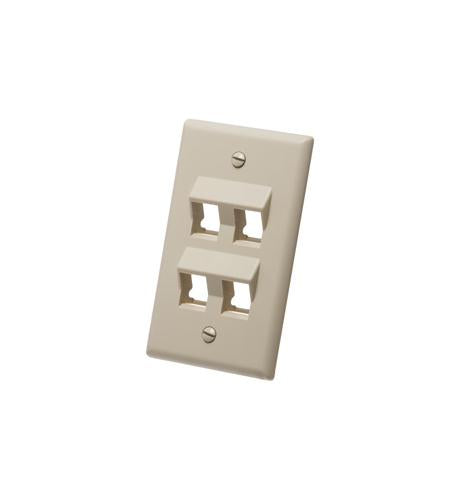 FACEPLATE, ANGLED, 1-GANG, 4-PORT, IVORY