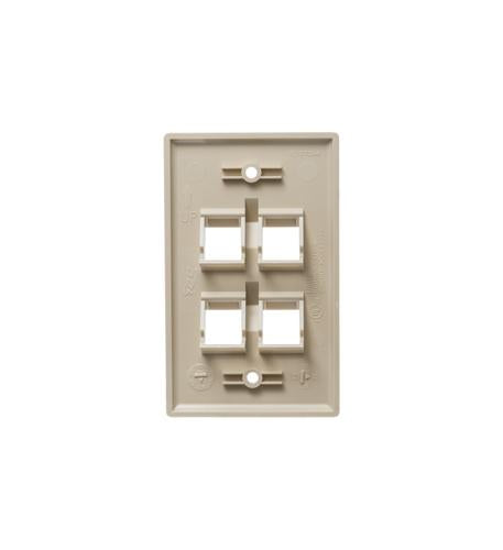 FACEPLATE, ANGLED, 1-GANG, 4-PORT, IVORY