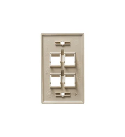 FACEPLATE, ANGLED, 1-GANG, 4-PORT, IVORY