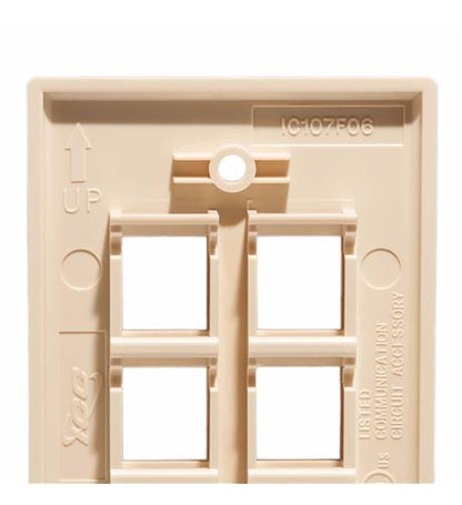 FACEPLATE, FLAT, 1-GANG, 6-PORT, ALMOND